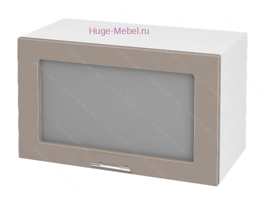 Горизонтальный кухонный стеклянный шкаф 600 Ксения (кофе с молоком)