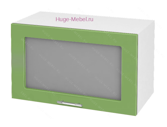 Горизонтальный кухонный стеклянный шкаф 600 Ксения (олива)