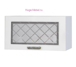 Горизонтальный кухонный стеклянный шкаф 600 Модена (дуб белый)