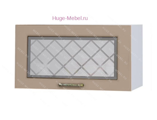 Горизонтальный кухонный стеклянный шкаф 600 Модена (дуб кофе)