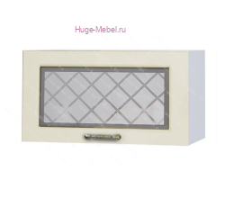 Горизонтальный кухонный стеклянный шкаф 600 Модена (дуб ваниль)