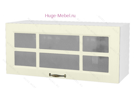 Горизонтальный кухонный стеклянный шкаф 800 Мария (крем)
