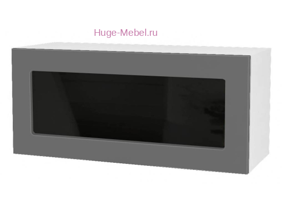 Горизонтальный кухонный стеклянный шкаф 800 Катрин (софт графит)