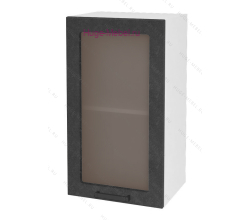 Кухонный шкаф верхний со стеклом 400 Пасаденна (бетон черный)