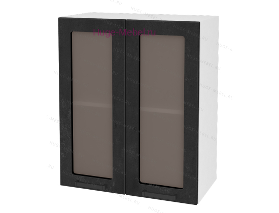 Кухонный шкаф верхний со стеклом 600 Пасаденна (бетон черный)