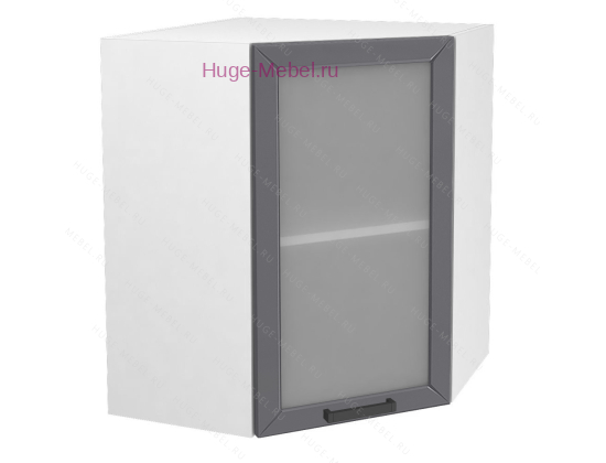 Угловой шкаф подвесной со стеклом 550 Альфа (вулкан)