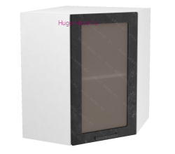 Угловой шкаф подвесной со стеклом 600 Пасаденна (бетон черный)