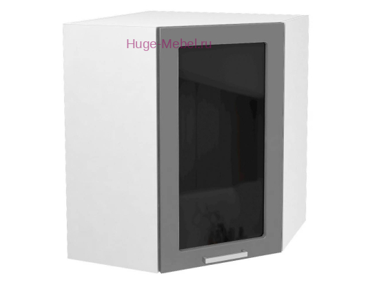 Угловой шкаф подвесной со стеклом 600 Катрин (софт графит)