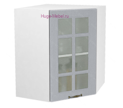 Угловой шкаф подвесной со стеклом 600 Мария (сталь)