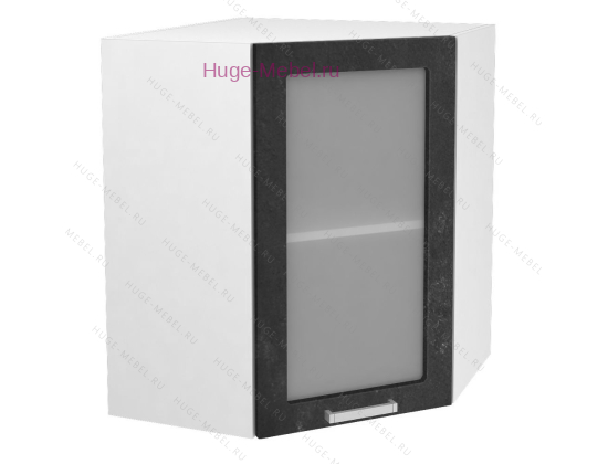 Угловой шкаф подвесной со стеклом 550 Бетон (бетон чёрный)