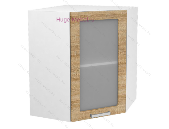 Угловой шкаф подвесной со стеклом 550 Бетон (дуб сонома)