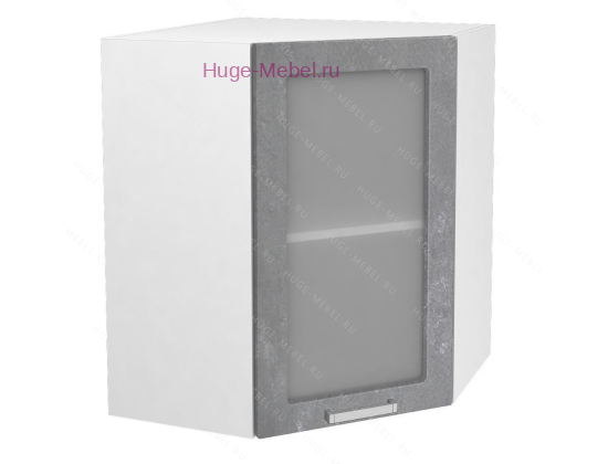 Угловой шкаф подвесной со стеклом 550 Бетон (бетон серый)