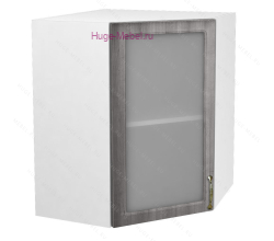 Угловой шкаф подвесной со стеклом 600 Юлия (сандал серый)