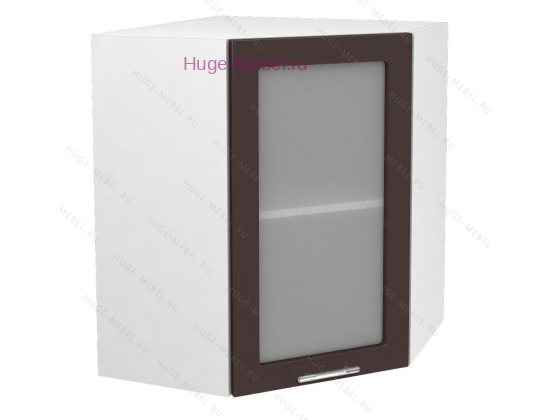 Угловой шкаф подвесной со стеклом 600 Ксения (шоколад)