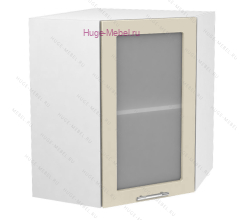 Угловой шкаф подвесной со стеклом 600 Ксения (ваниль)