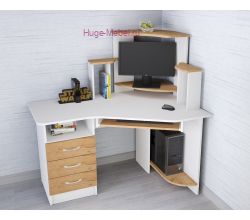 Угловой компьютерный стол "Грета-7 белый/крафт"