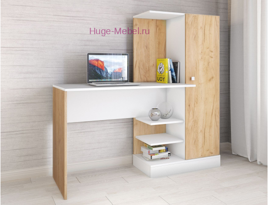 Стол компьютерный "Квартет-6 белый/крафт"