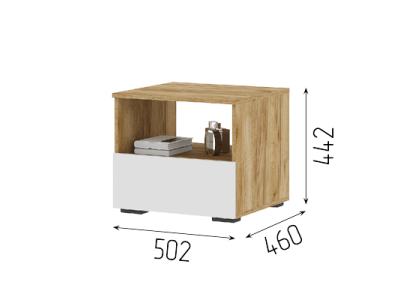 Прикроватная тумба "Хелен ТБ 01" белый+крафт