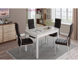 Стол обеденный "Бостон-3" металл белый/белый гранит