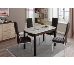 Стол обеденный "Бостон-3" металл черный/белый гранит