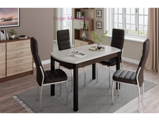 Стол обеденный "Бостон-3" металл черный/белый гранит