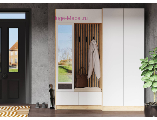 Прихожая "Руэлла" 190 см белый +дуб крафт