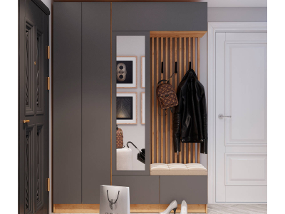 Прихожая "Руэлла" 1.6 метра графит +дуб крафт