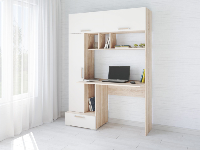 Стол компьютерный "Квартет-11 сонома/белый"