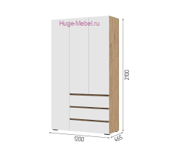 Шкаф 3-х створчатый с ящиками "Хелен ШК 06" крафт