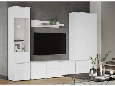 Стенка в гостиную "Плейона" белая