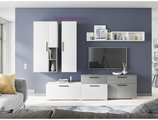 Мебель в гостиную "Альберо" графит+белый