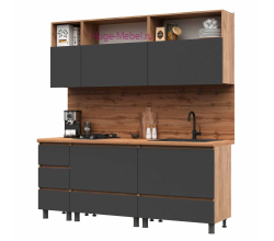 Готовая кухня "Хелен графит+крафт" 2 метра