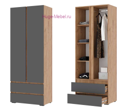 Шкаф 2-х створчатый "Хелен ШК 01" графит+крафт