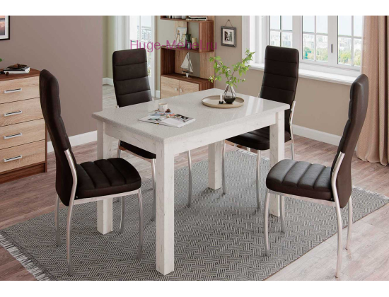 Стол обеденный "Бостон-1" крафт белый/белый гранит