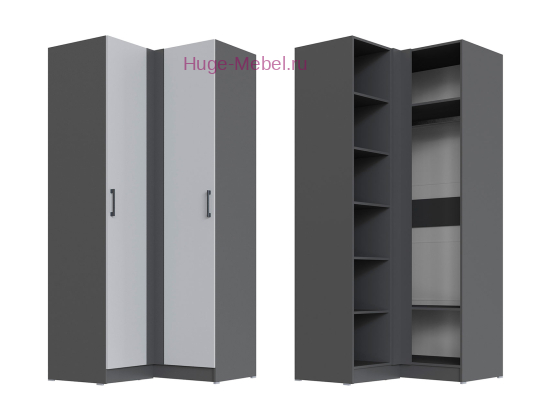 Угловой шкаф "Вегас" графит +серый камень