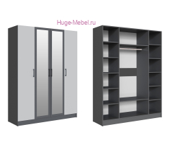 Шкаф 160 см "Вегас" графит +серый камень