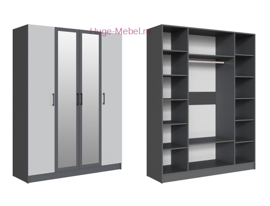 Шкаф 160 см "Вегас" графит +серый камень