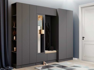 Прихожая "Руэлла" 2.7 метра графит серый Прихожая "Руэлла" 2.7 метра графит серый