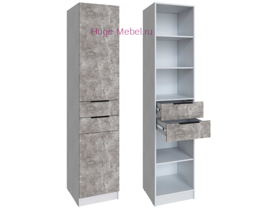 Шкаф 50 см с 2 ящиками "Мадрид" ателье+белый