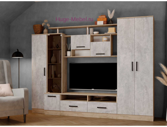Гостиная Оскар-5 крафт серый +цемент