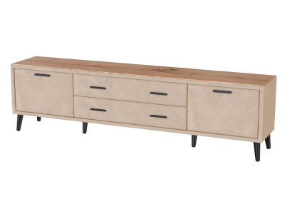 ТВ тумба 2 метра "Пай" велюр бежевый +дуб канадский