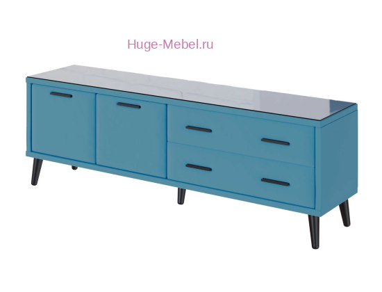 ТВ тумба 1.6 метра "Виго" велюр светло-голубой