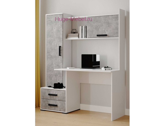 Стол компьютерный "Квартет-9" ателье светлое/белый