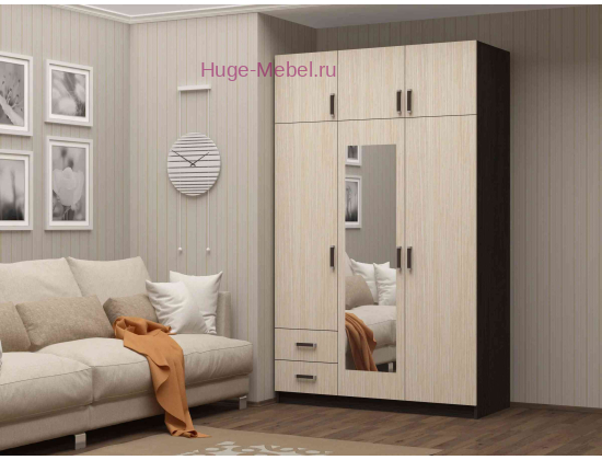 Шкаф 3-х створчатый с ящиками Венге/Лоредо