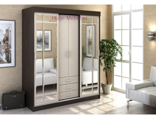 Шкаф-купе с зеркалом "Андрей 1 Венге/Дуб"