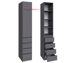 Шкаф "Мадрид" 40 см с 4 ящиками без ручек графит