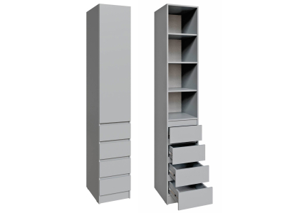 Шкаф "Мадрид" 40 см с 4 ящиками без ручек серый камень