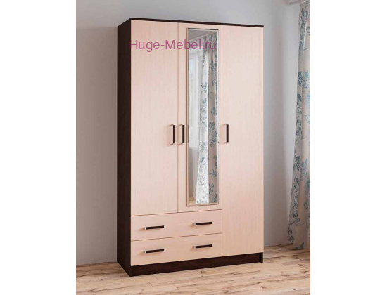 Шкаф с зеркалом "Лагуна" венге/дуб