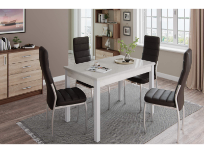 Стол обеденный "Бостон-2" металл белый/белый гранит