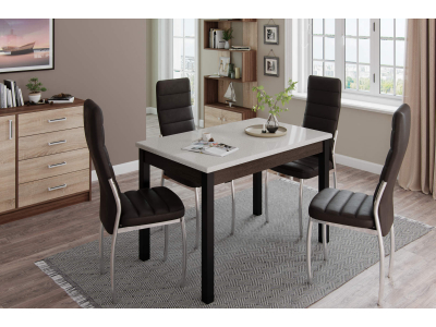 Стол обеденный "Бостон-2" металл черный/белый гранит